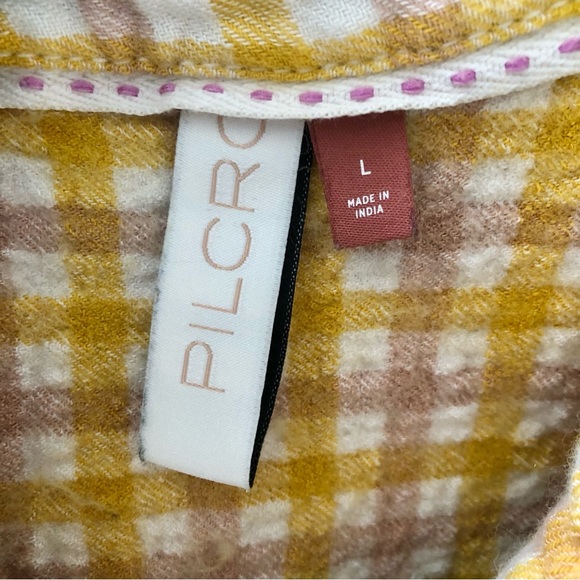 Anthropologie Pilcro Yellow Plaid Wool Blend Flannel Button Up Shirt - Picture 3 of 5